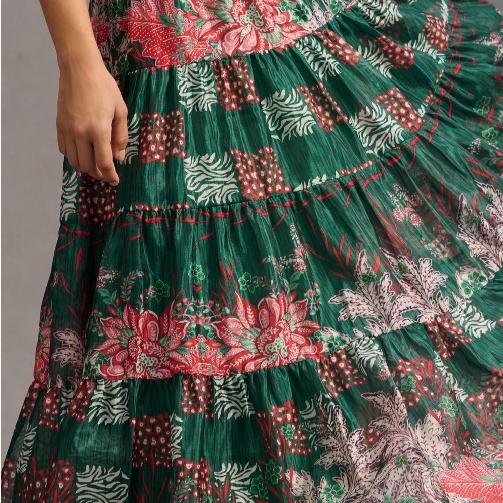 Anthropologie Bhanuni Jyoti Tiered Short-Sleeve Dress. Size Small - Picture 4 of 9